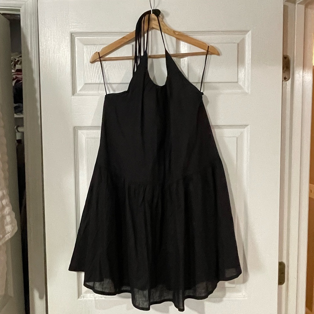 DISSH Black Halter Linen Mini Dress - NWOT